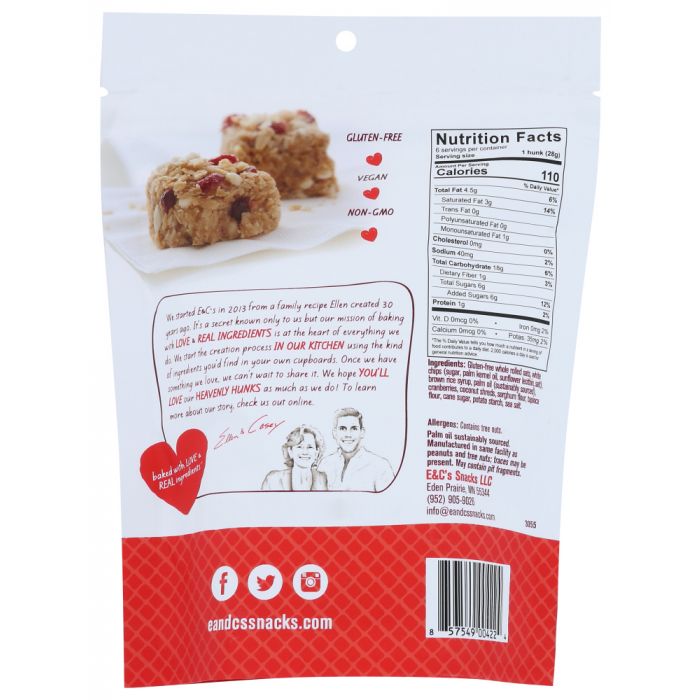 E&CS SNACKS: Cranberry White Chip Heavenly Hunk Cookie, 6 oz