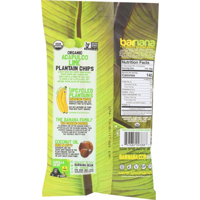 BARNANA: Acapulco Lime Plantain Chips, 5 oz