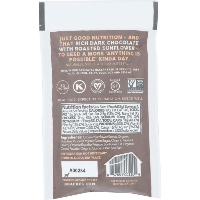 88 ACRES: Dark Chocolate Sunflower Seed Butter, 1.16 oz