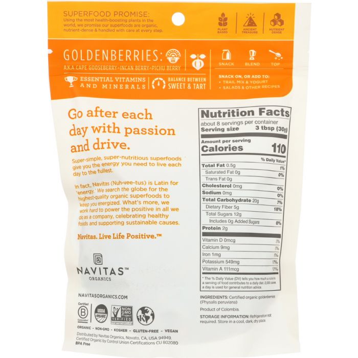 NAVITAS: Organic Golden Berries, 8 oz