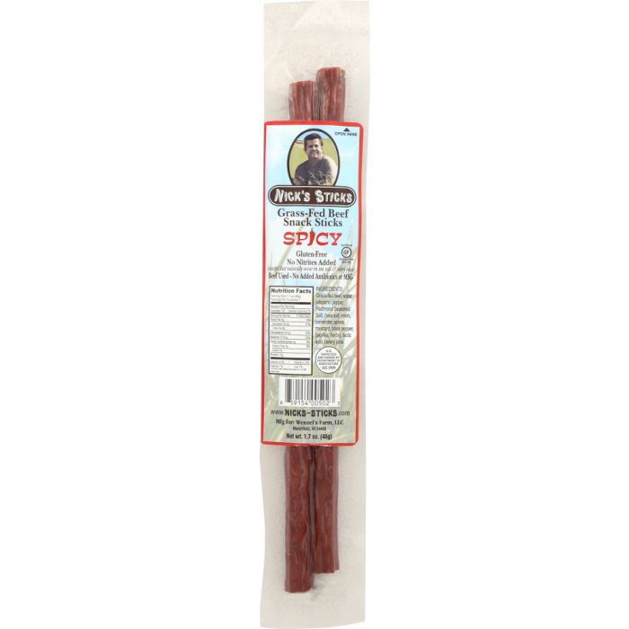 NICKS STICKS: Grass Fed Spicy Beef Snack Sticks, 1.7 oz