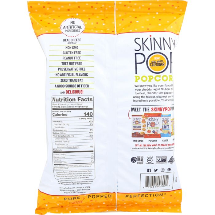 SKINNY POP: Popcorn Aged White Cheddar, 4.4 oz