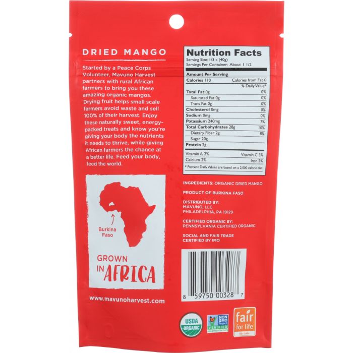 MAVUNO HARVEST: Dried Fruit Organic Mango, 2 oz