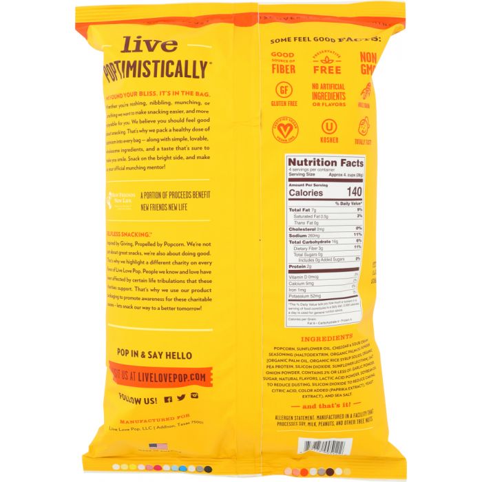 LIVE LOVE POP: Cheddar & Sour Cream Popcorn, 4.4 oz