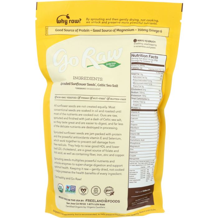 GO RAW: Organic Sprouted Sunflower Seeds, 16 oz