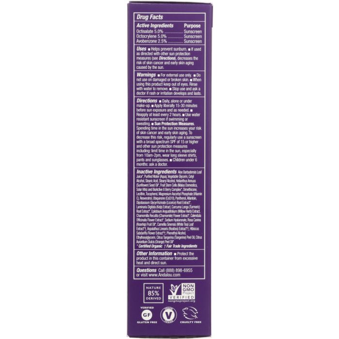 ANDALOU NATURALS: Ultra Sheer Daily Defense Facial Lotion with SPF 18 Age Defying, 2.7 Oz