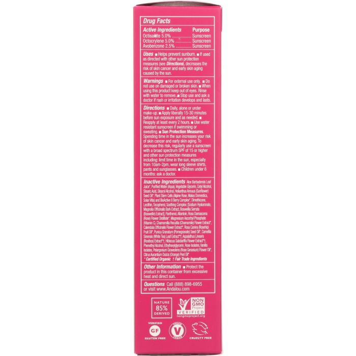 ANDALOU NATURALS: 1000 Roses Daily Shade Facial Lotion SPF 18, 2.7 oz