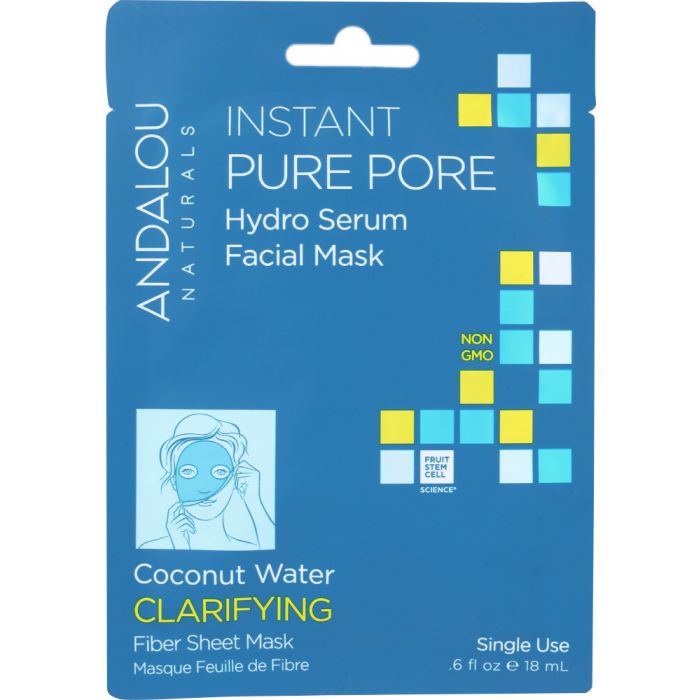 ANDALOU NATURALS: Instant Pure Pore Hydro Serum Facial Mask Clarifying, 0.6 oz