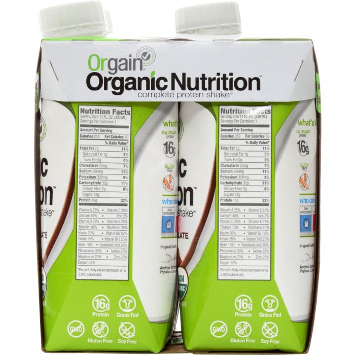 ORGAIN: Organic Nutritional Shake Creamy Chocolate Fudge 4 count, 44 oz