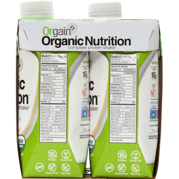 ORGAIN: Organic Nutritional Shake Sweet Vanilla Bean 4 count, 44 oz