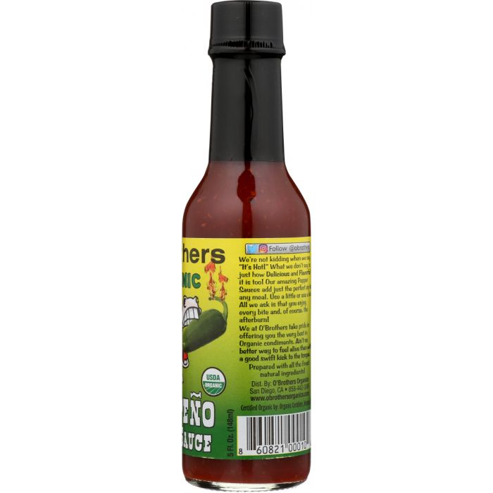 O BROTHERS: Hot Sauce Jalapeno Organic, 5 oz