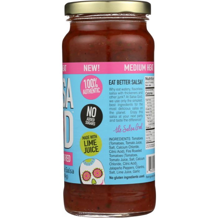 SALSA GOD: Salsa Medium Fire Roasted Red, 16 oz