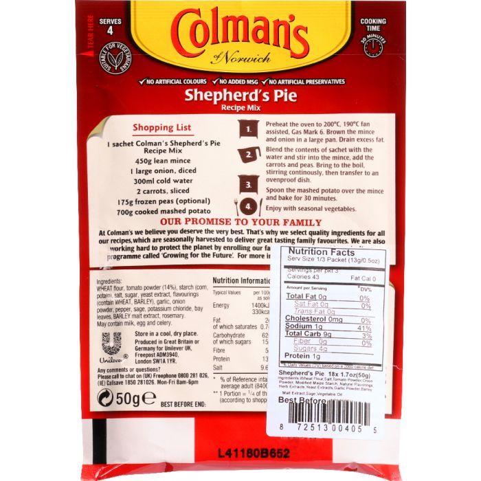 COLEMANS: Mix Seasoning Sheperds Pie, 1.75 oz