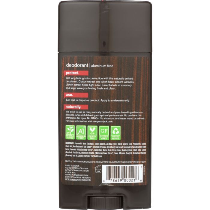 EVERY MAN JACK: Deodorant Stick Aluminum Free Cedarwood, 3 oz