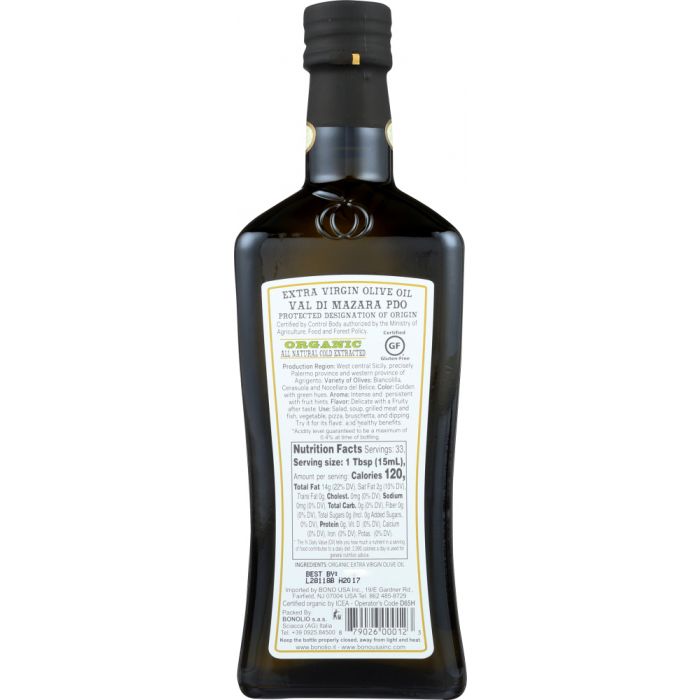 BONO: Organic Sicilian Extra Virgin Olive Oil, 0.5 lt