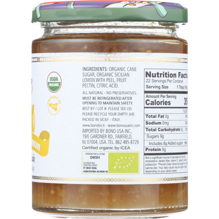 BONO: Sicilian Lemon Marmalade, 12.4 oz