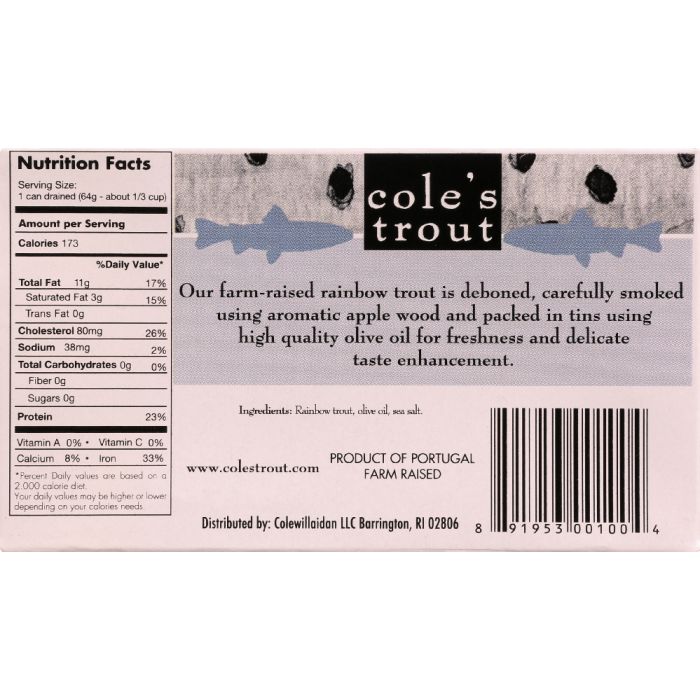 COLE'S: Trout Smoked Rainbow Trout, 3.2 oz