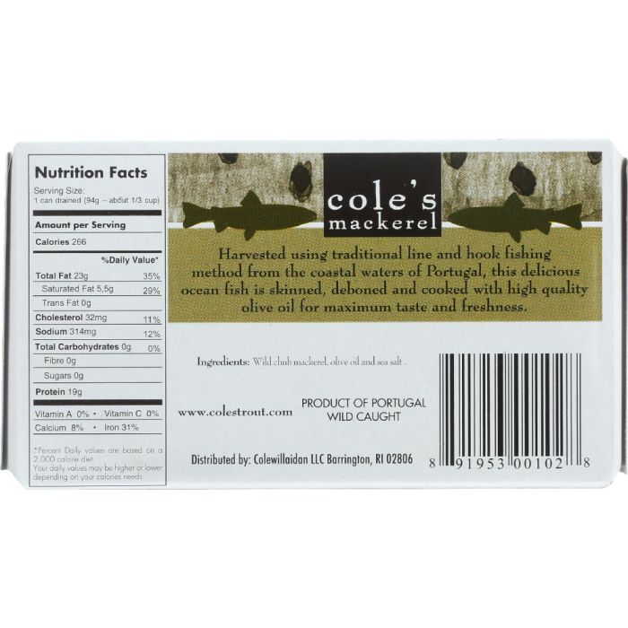 COLE'S: Wild Mackerel in Olive Oil, 4.4 oz