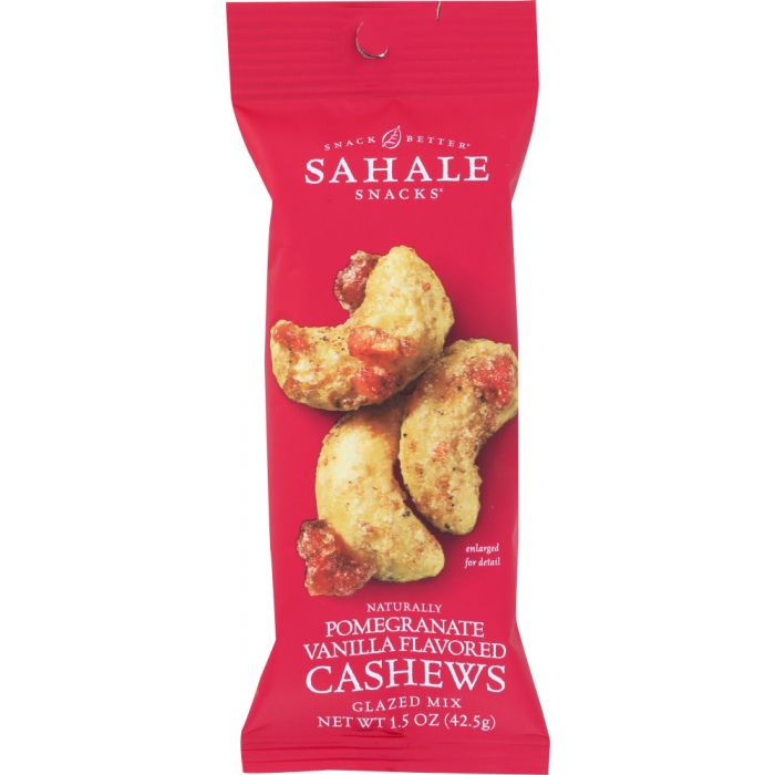 SAHALE SNACKS: Naturally Pomegranate Vanilla Flavored Cashews Glazed Mix, 1.5 oz