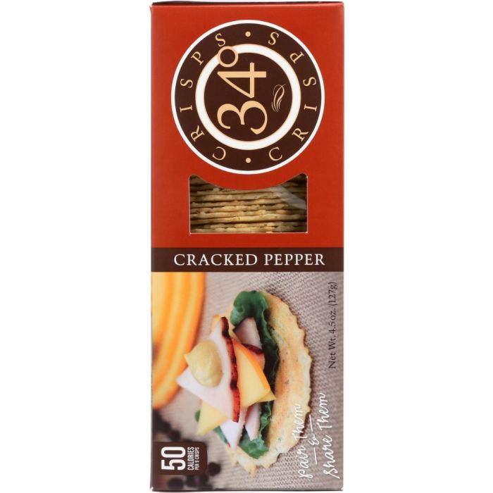 34 DEGREES: Cracked Pepper Crispbread, 4.5 oz