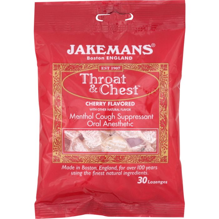 JAKEMANS: Lozenge Throat and Chest Menthol Cherry, 30 pc