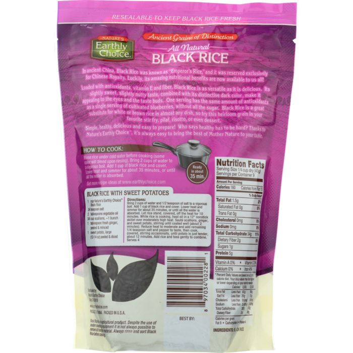 NATURES EARTHLY CHOICE: Black Rice, 14 oz