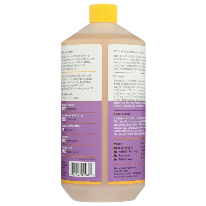 ALAFFIA: Kids Bubble Bath Lemon Lavender, 32 fo