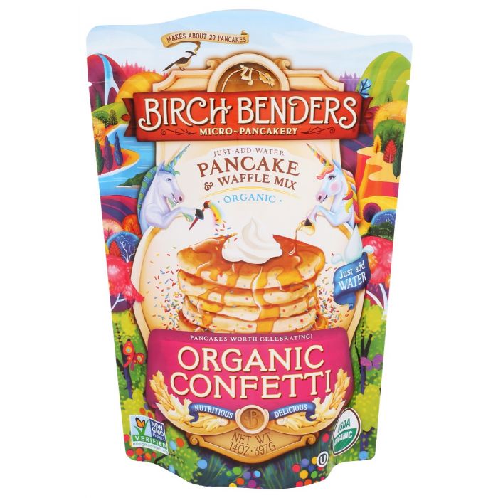 BIRCH BENDERS: Organic Confetti Pancake and Waffle Mix, 14 oz