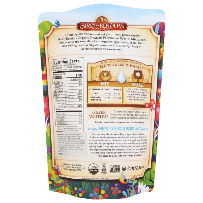 BIRCH BENDERS: Organic Confetti Pancake and Waffle Mix, 14 oz