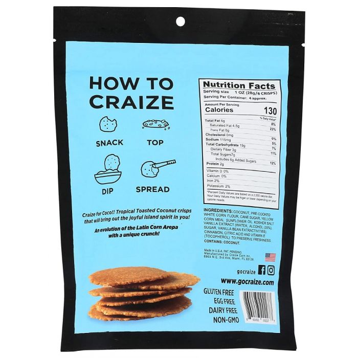 CRAIZE: Crackers Corn Coconut, 4 oz