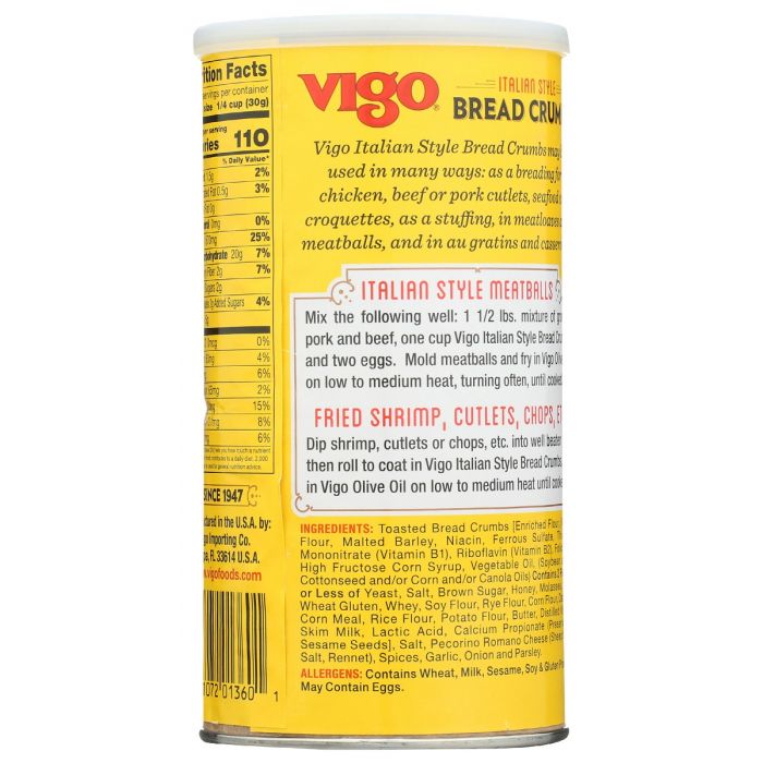 VIGO: Seasoned Italian Style Bread Crumbs, 8 oz