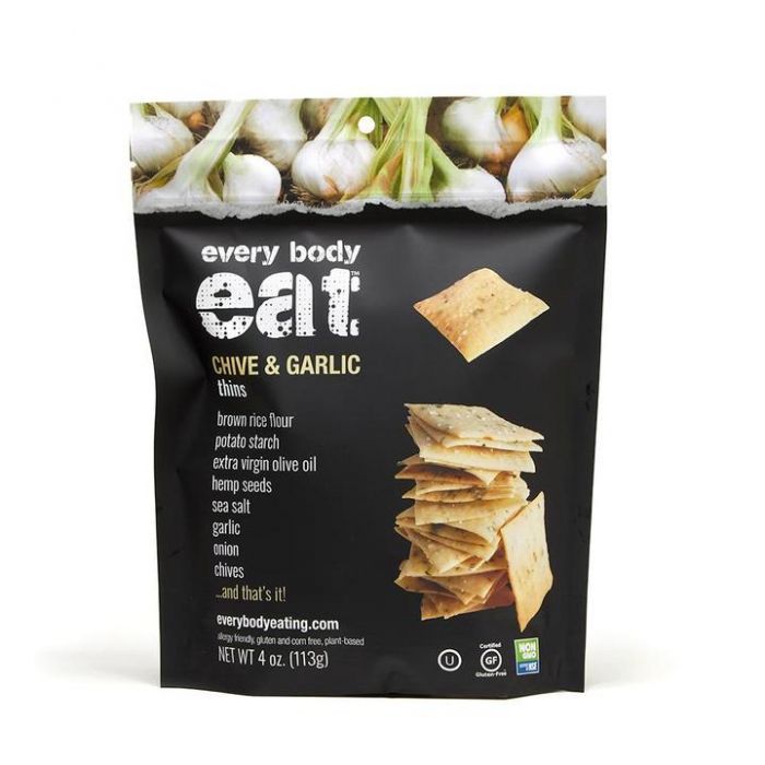 EVERY BODY EAT: Thins Chive And Garlic, 4 oz