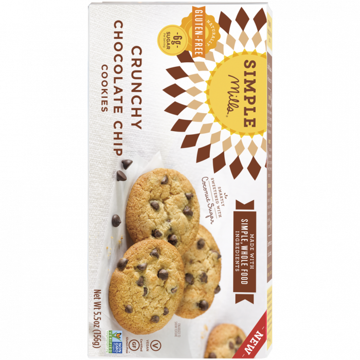 SIMPLE MILLS: Crunchy Chocolate Chip Cookies, 5.5 oz