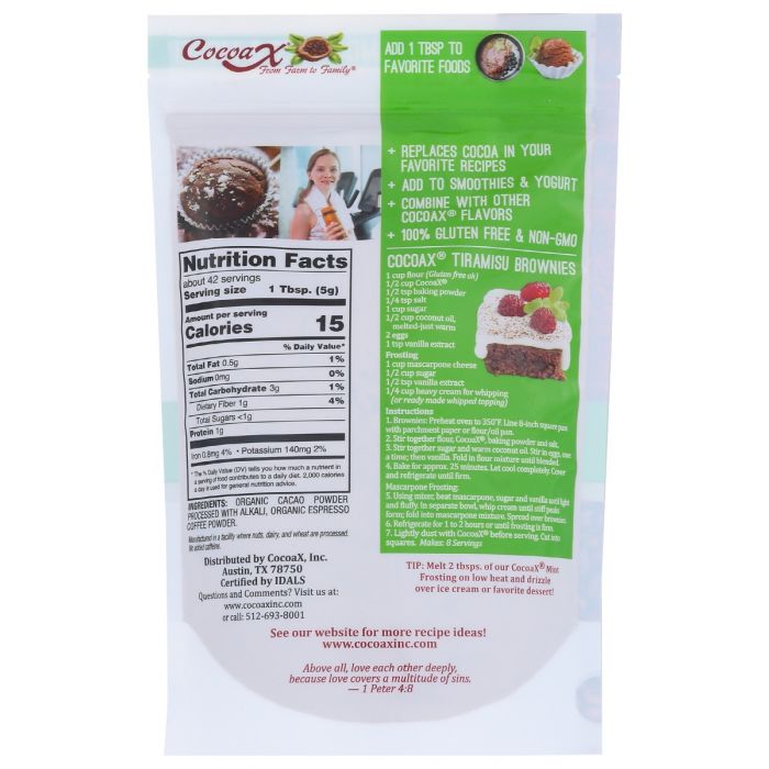 COCOAX: Organic Unsweetened Cocoa Espresso, 8 fo