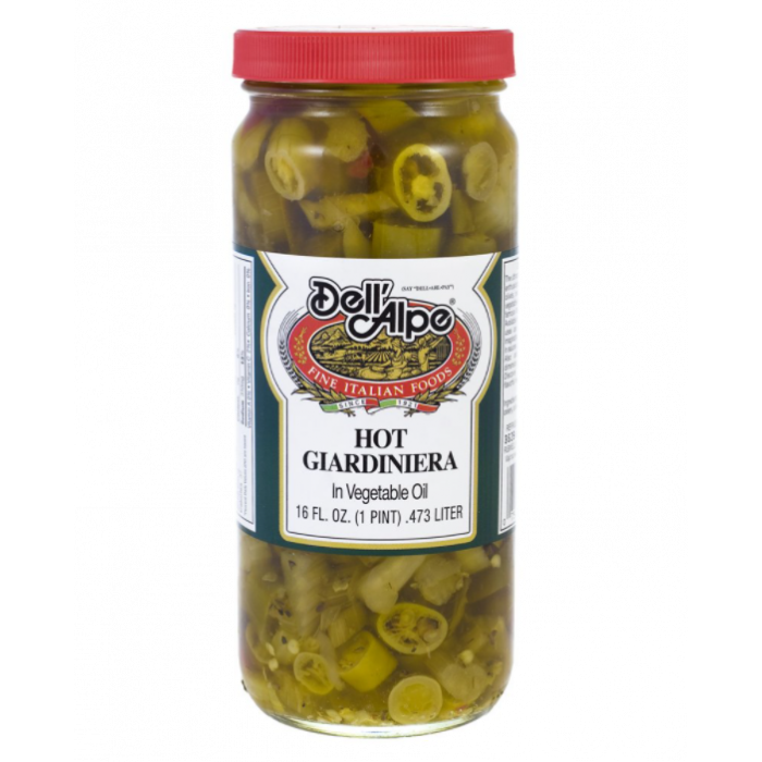 DELL ALPE: Hot Giardiniera In Vegetable Oil, 16 oz