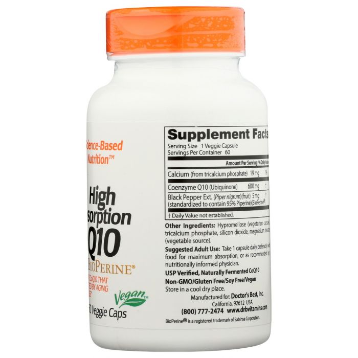 DOCTORS BEST: Coq10 High Absorption 600Mg, 60 vc