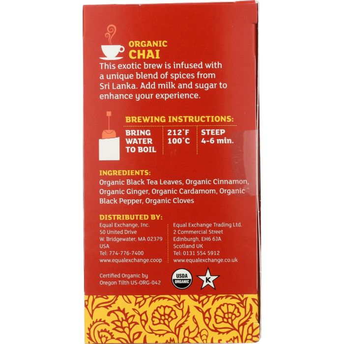 EQUAL EXCHANGE: Tea Chai Black Organic, 20 bg