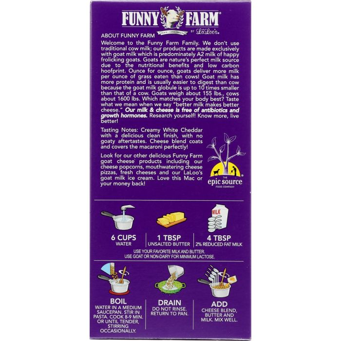 FUNNY FARM: White Cheddar Goat Cheese Shells Dinner, 6 oz