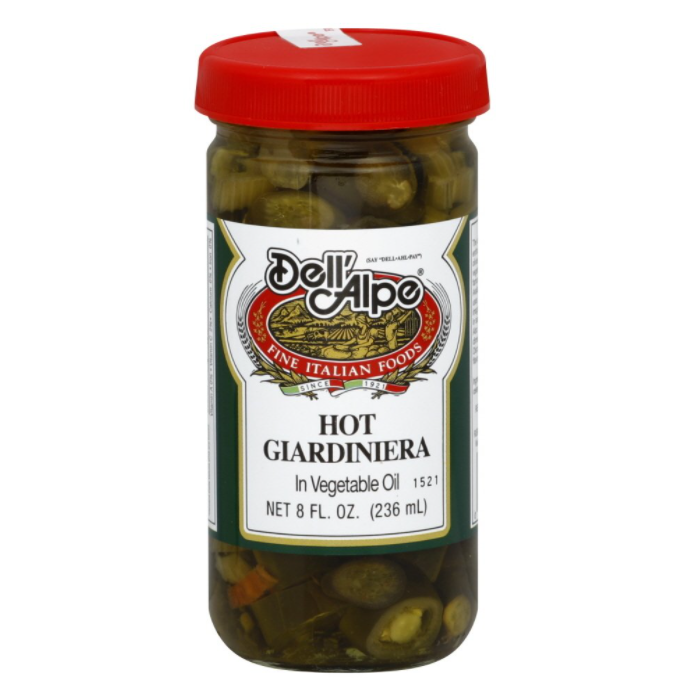 DELL ALPE: Hot Giardiniera In Vegetable Oil, 8 oz