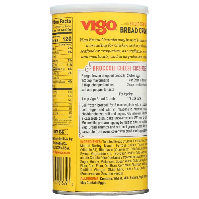 VIGO: Plain Golden Toasted Bread Crumbs, 8 oz