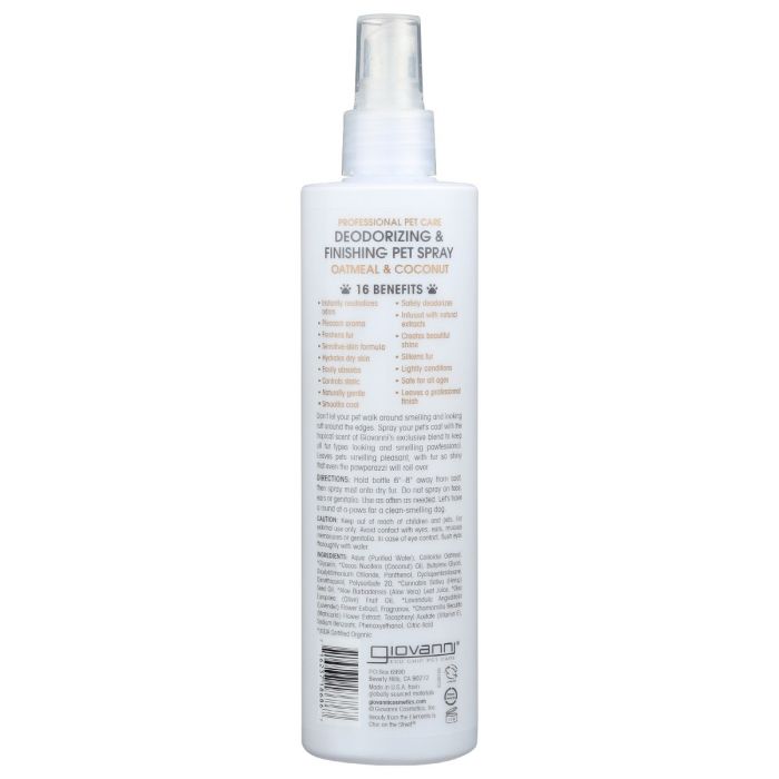 GIOVANNI COSMETICS: Finishing Pet Spray Oatmeal Coconut, 10 oz