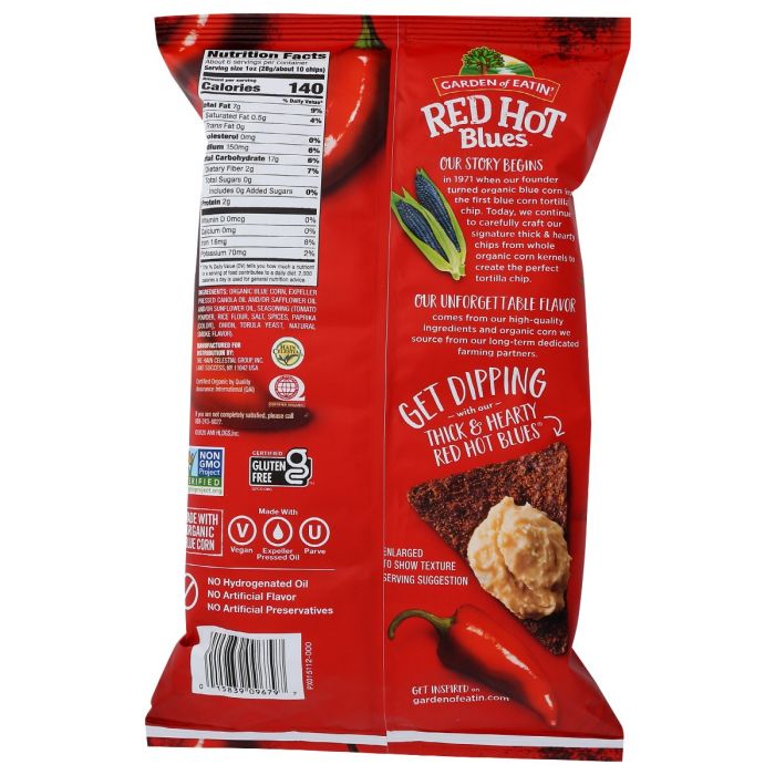 GARDEN OF EATIN: Red Hot Blues Tortilla Chips, 5.5 oz