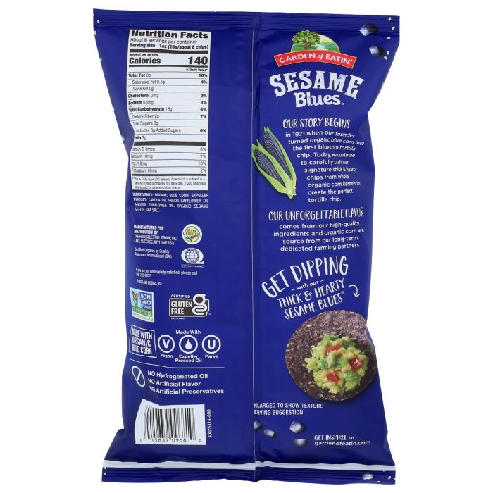 GARDEN OF EATIN: Sesame Blues Tortilla Chips, 5.5 oz