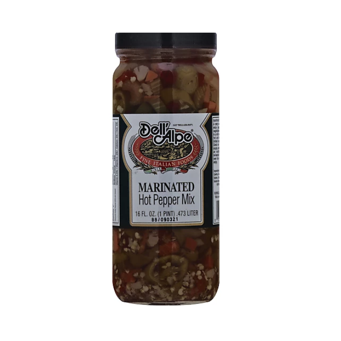 DELL ALPE: Marinated Hot Pepper Mix, 16 fo