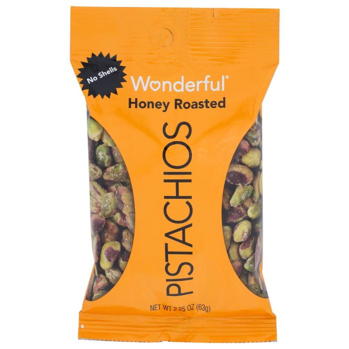 WONDERFUL PISTACHIOS: Honey Roasted No Shells, 2.25 oz