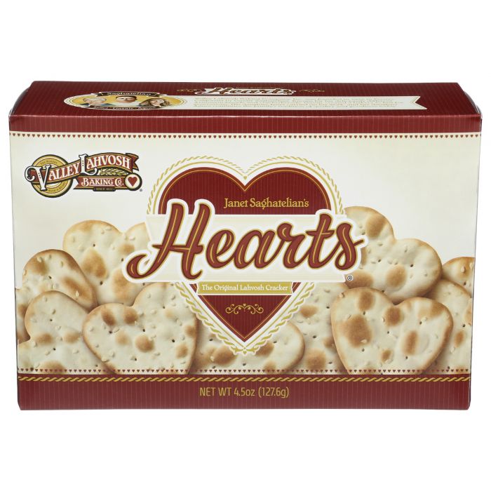 VALLEY LAHVOSH: Hearts Crackers, 4.5 oz