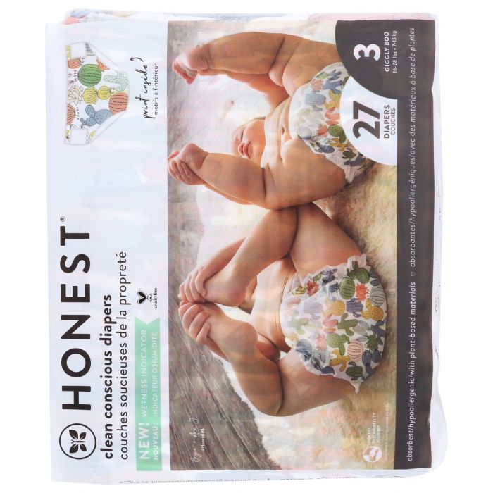 THE HONEST COMPANY: Clean Conscious Cactus Cuties Diapers Size 3, 27 pk