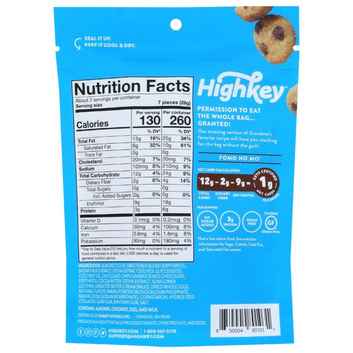 HIGH KEY SNACKS: Mini Cookies Chocolate Chip, 2 oz