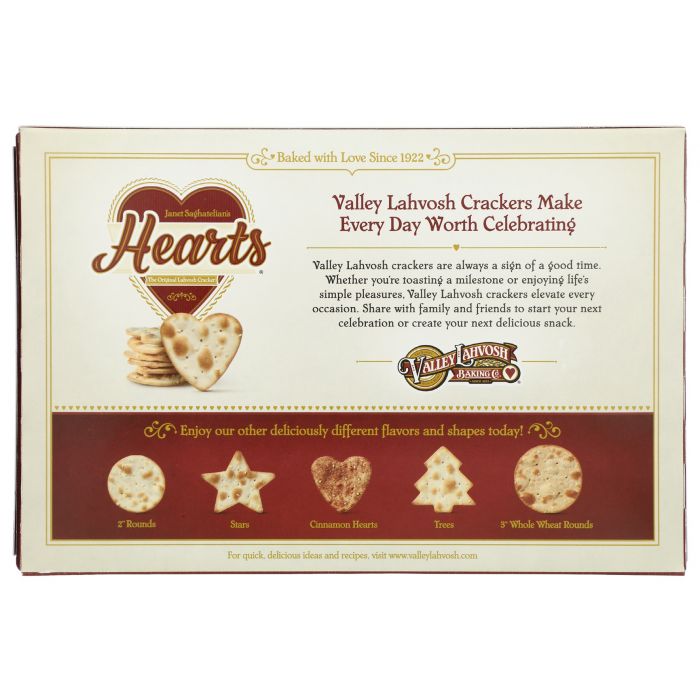 VALLEY LAHVOSH: Hearts Crackers, 4.5 oz