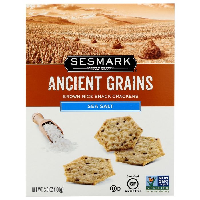 SESMARK: Ancient Grains Sea Salt Brown Rice Snack Crackers, 3.5 oz